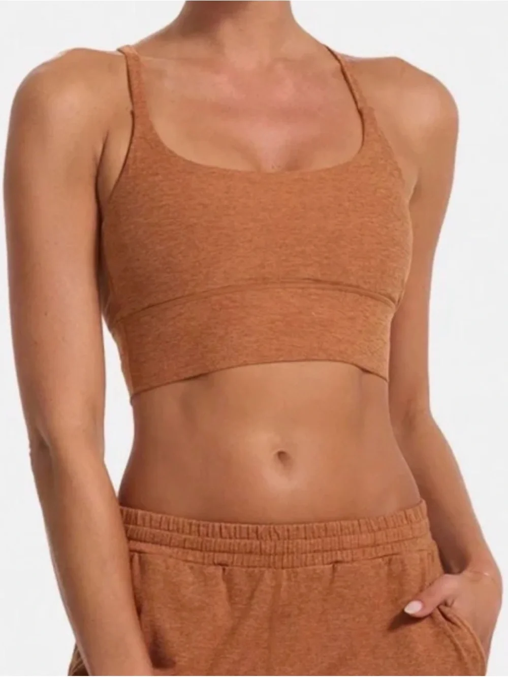 Vuori Elevation Long Line Sports Bra - Palo Santo Heather - S